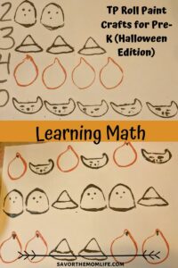 Learning Math. TP Roll Paint Crafts for Pre-K (Halloween Edition)