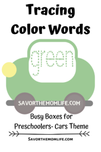 Tracing Color Words. Busy Boxes for Preschoolers- Cars Theme. 