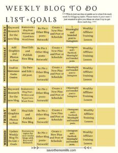 Weekly Blog To Do List and Goals