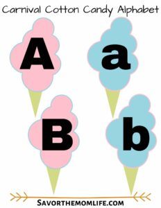 Carnival Cotton Candy Alphabet Flashcards