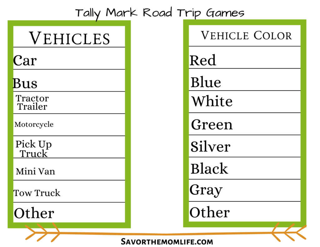 Tally Mark Road Trip Games 